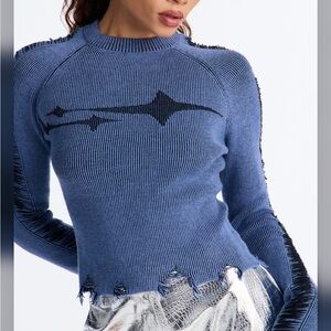 You're A Star Marled Sweater - Blue